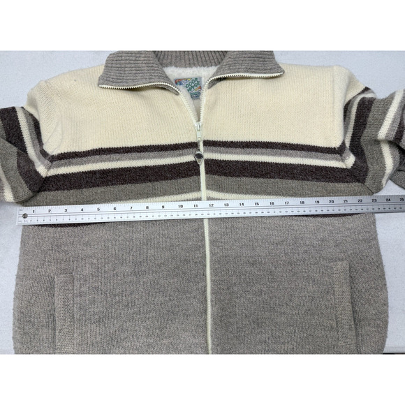 Vintage OUTDOOR EXCHANGE Wool Blend Sherpa Lined Cardigan Sweater Jacket Large - Picture 11 of 13